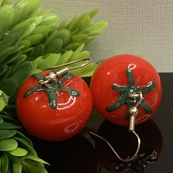 Tomato Earring, Fruit Earring, Vegetable Earring, Funny Food Earring, Gift Idea - Picture 2 of 4